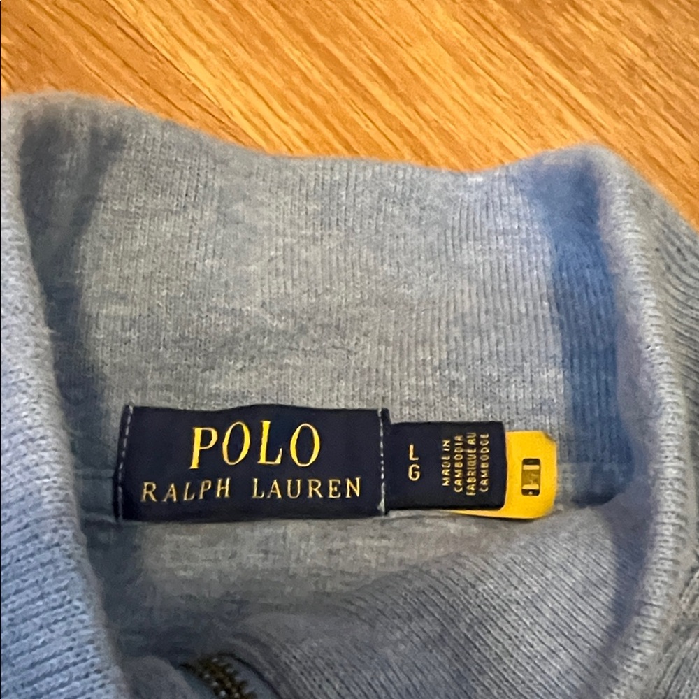 Ralph Lauren 1/4 zip  Light Blue Sweater large super soft - Picture 2 of 5